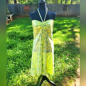 EUC Patagonia Mayan Yellow Floral Print Kamala Convertible Halter Dress Large